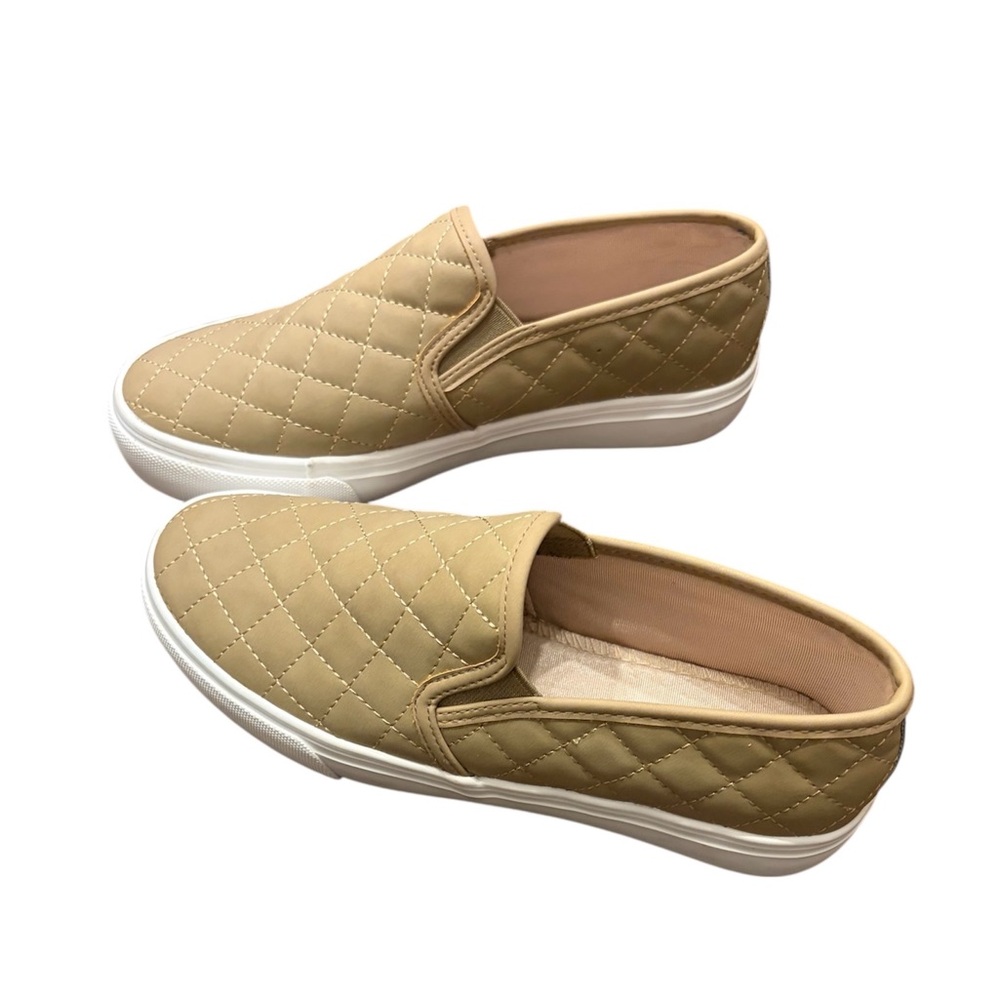 Jenn Ardor Quilted Slip-On Sneakers in Beige